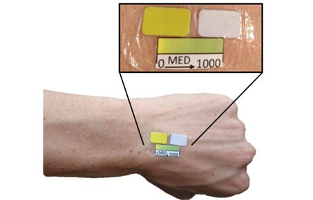 Human hand with a wearable device