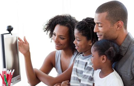 Family at computer