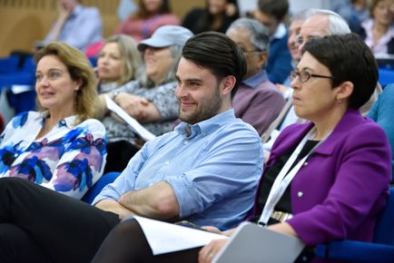 staff in lecture theatre at education day