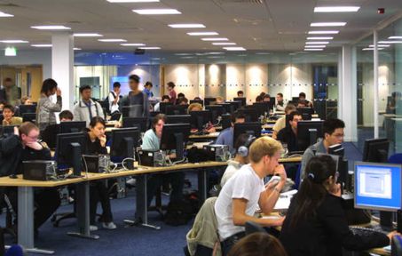 Students in a computing lab