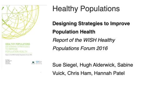 WISH healthy populations report cover