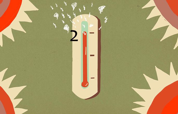 Graphic showing a thermometer reaching 2