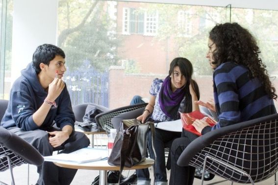 group of students having a discussion