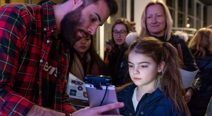 Imperial Fringe visitors have their faced 3D scanned by Machine Learning expert Dr Stefanos Zafeiriou 