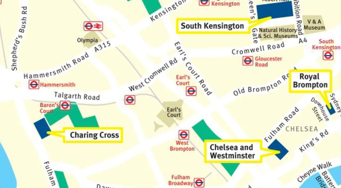 Map of South Kensington area
