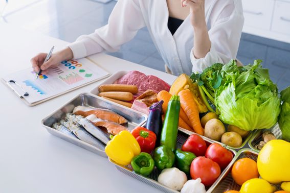 A picture of a researcher examining food