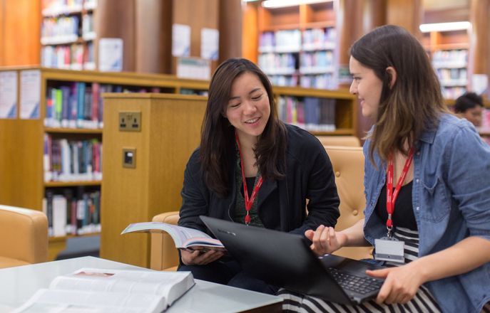 Students sitting in the Library