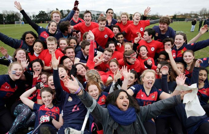 Large group of students in union sports team