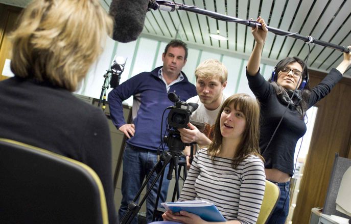 Science communication students conducting an interview