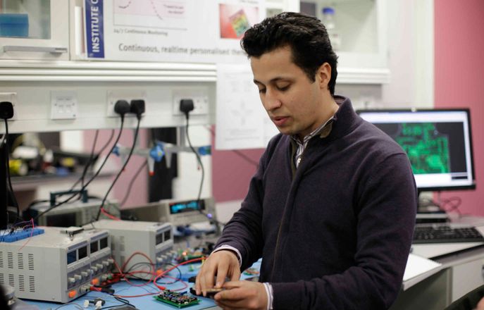 Student working in a lab