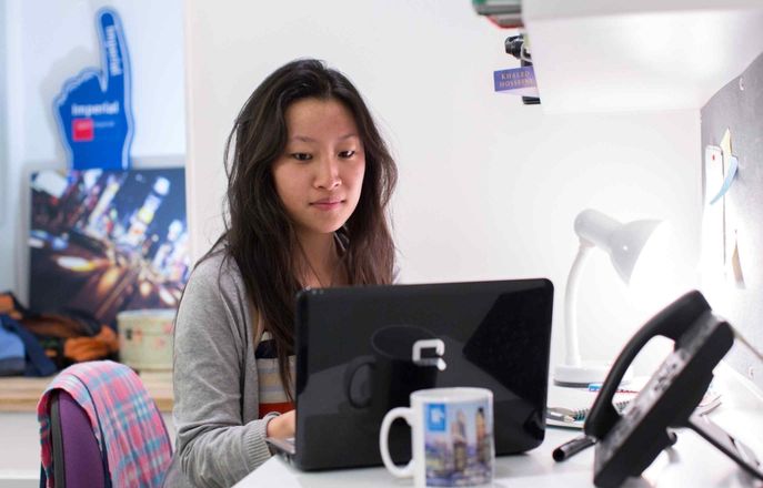 Student on her laptop