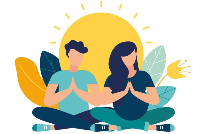 Illustration of two people meditating