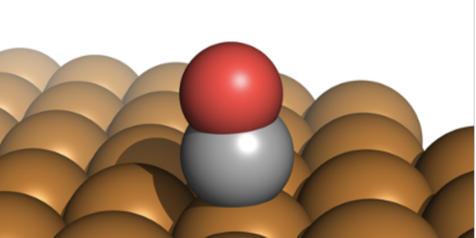 CO molecule on surface simulation graphic