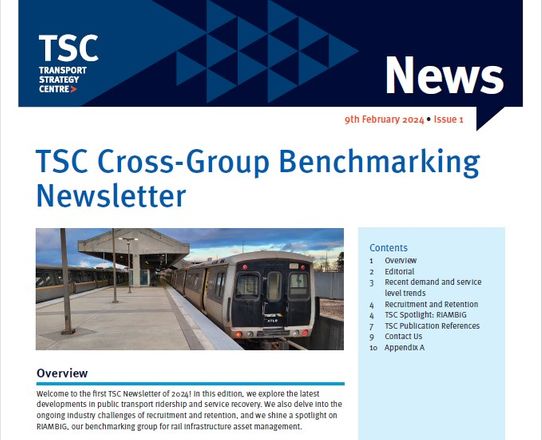 An image displaying the TSC Cross-Group Benchmarking Newsletter February 2024 Edition.