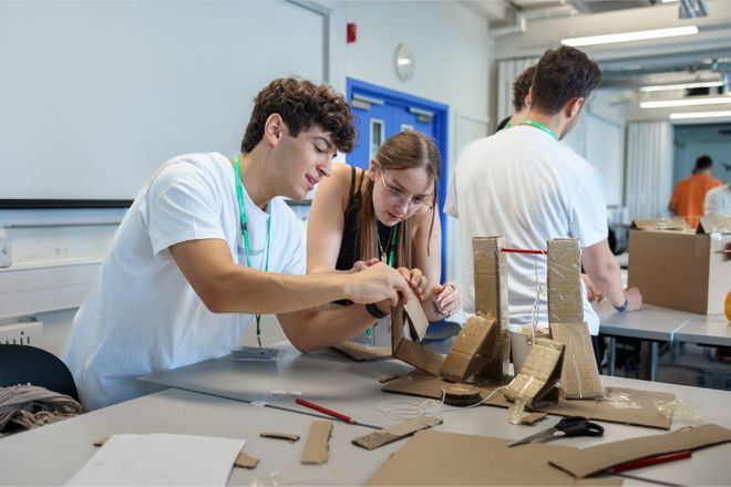 Students building model