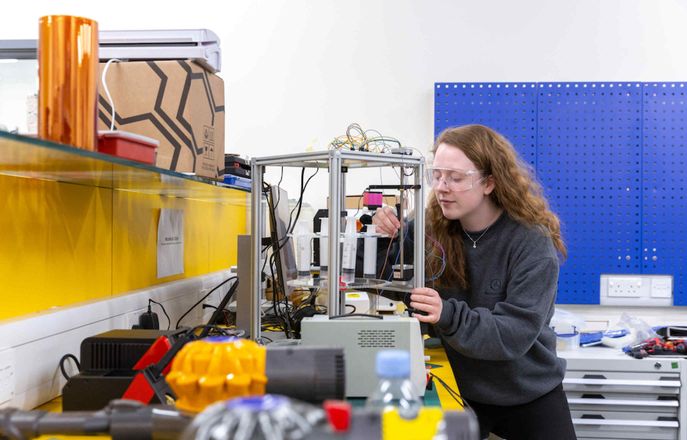 Student working in the Advanced Hackspace