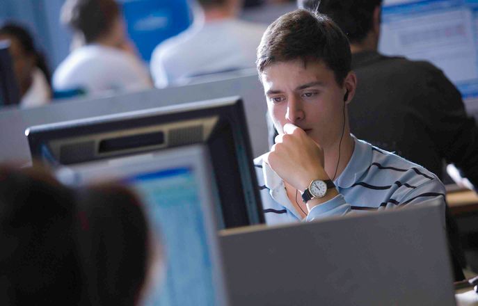 Student working on a computer