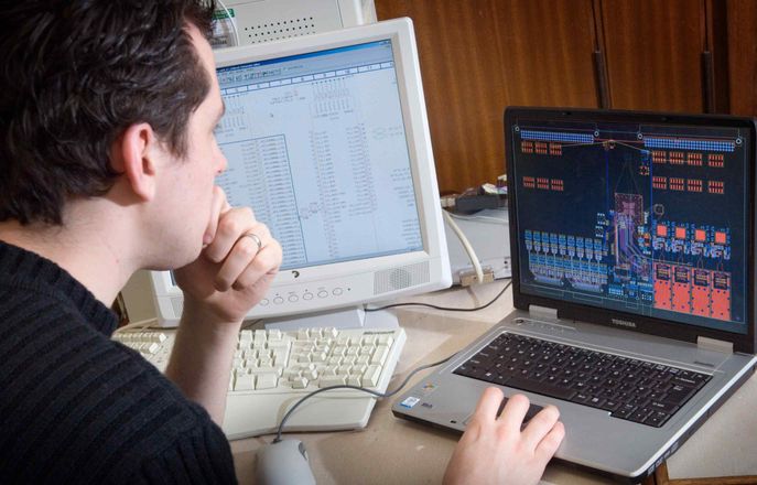 A person working with data on a computer