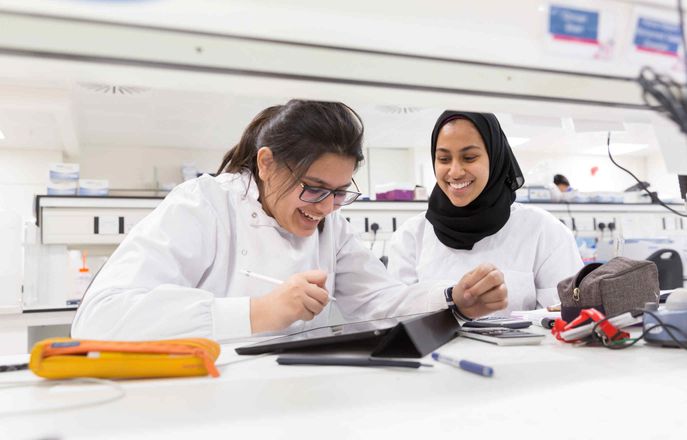 Undergraduate students in the lab