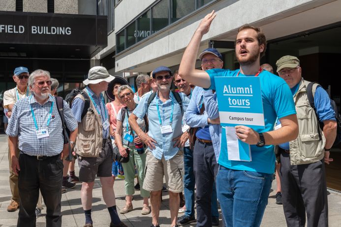 Alumni taking part in a campus tour during Alumni Weekend