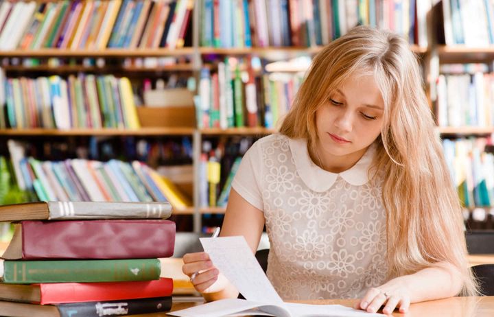 Student reading a book