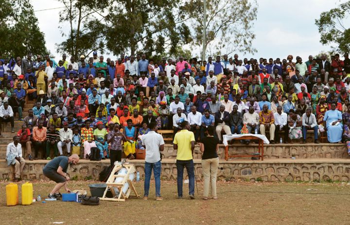 Local people at a demonstration of the e.wash product in Rwanda