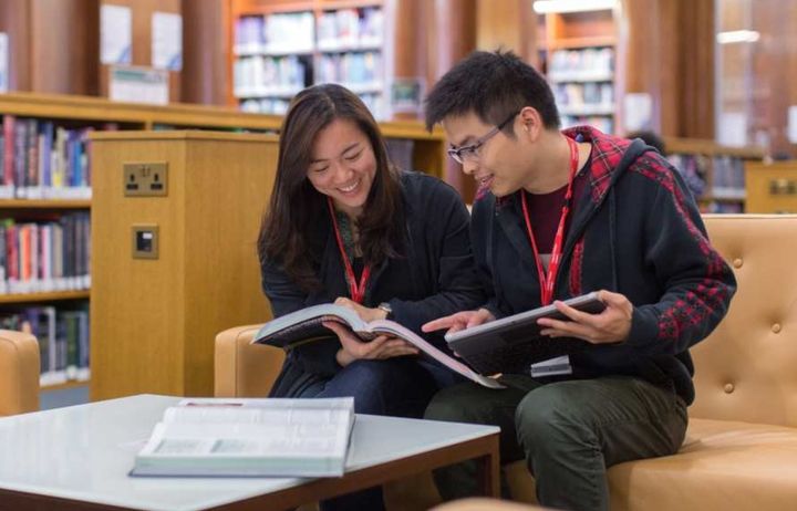 Students in library 