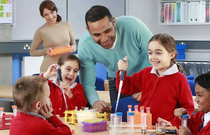 Children learning about science through outreach