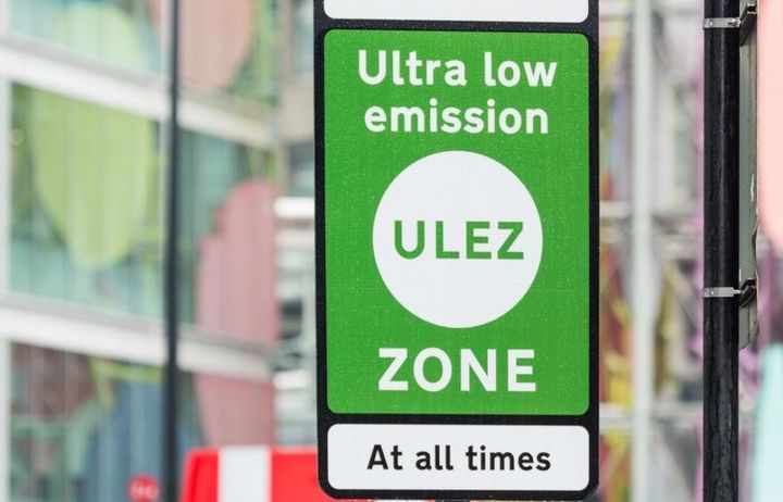 Ultra Low Emission Zone sign in London