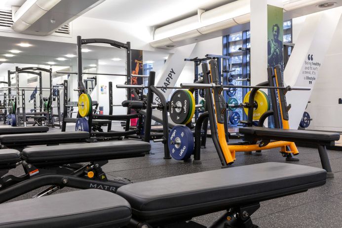 Interior photo of Ethos sport gym, with weights and other equipment