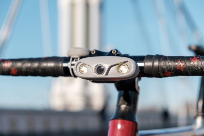 Onsee bike camera REBO and handlebar button to highlight sections of footage