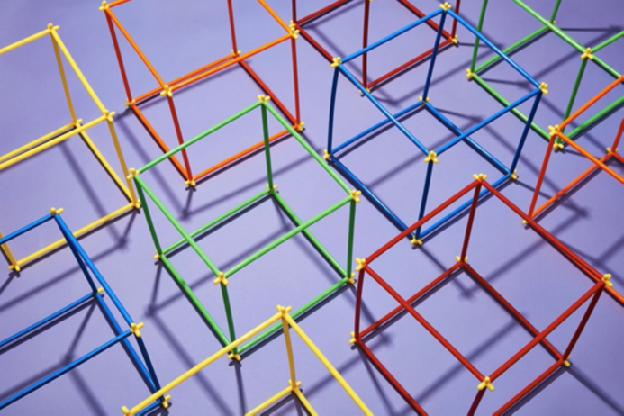 cubes made of coloured straws