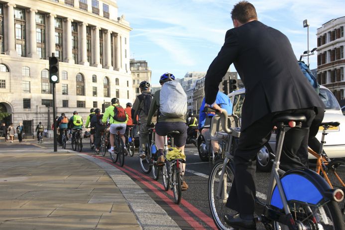A picture of commuters cycling