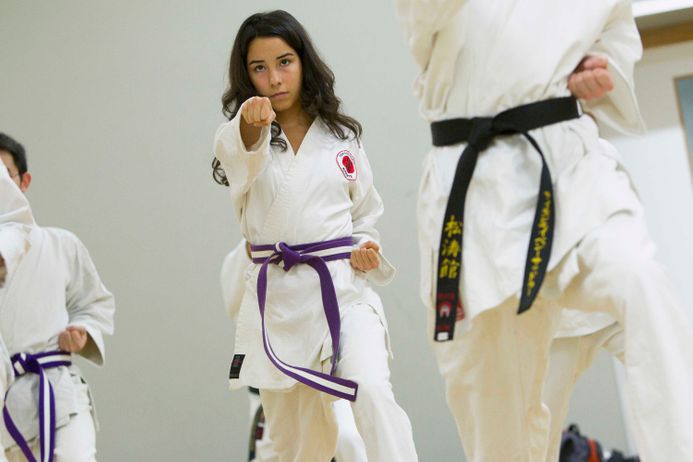 Girl in a karate class