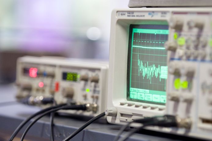 oscilloscope closeup Electrical  lab