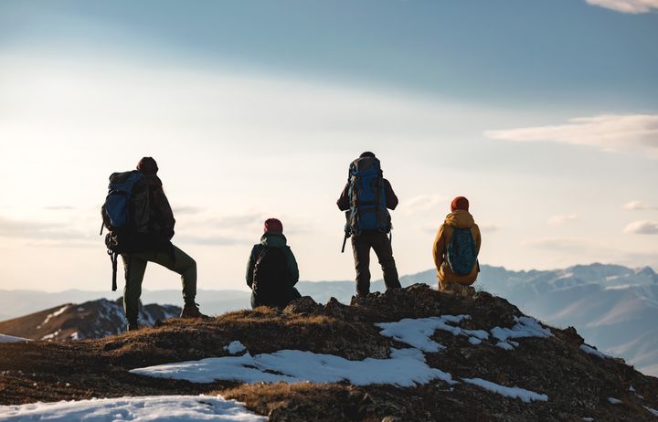 People hiking on a mountain