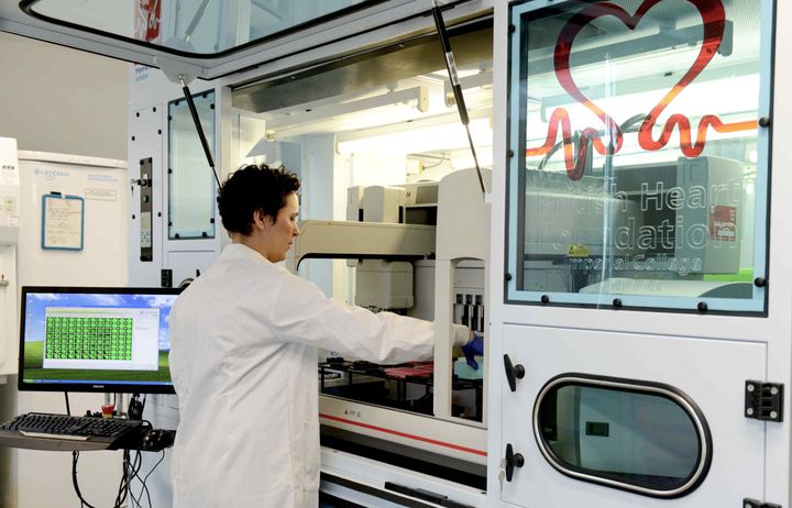 Researcher loads BHF machine in lab