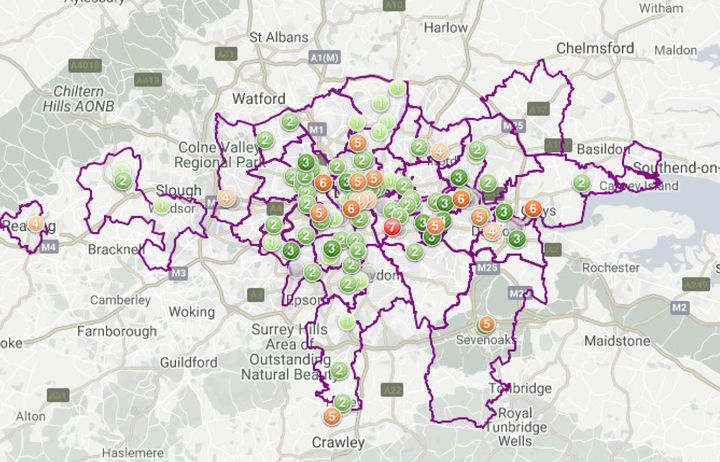 Measurements of air pollution in London