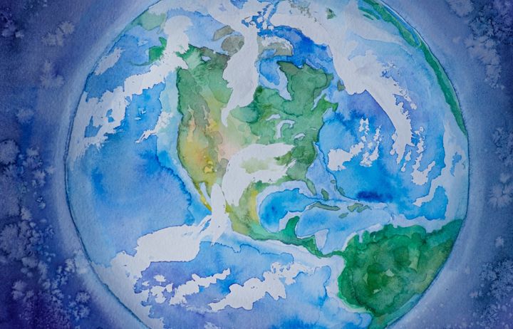 A watercolour illustration of the Earth