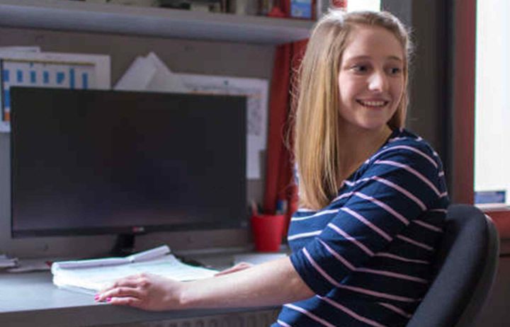 Female student at computer