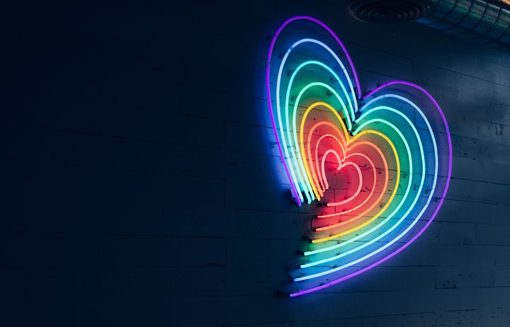 rainbow neon heart light