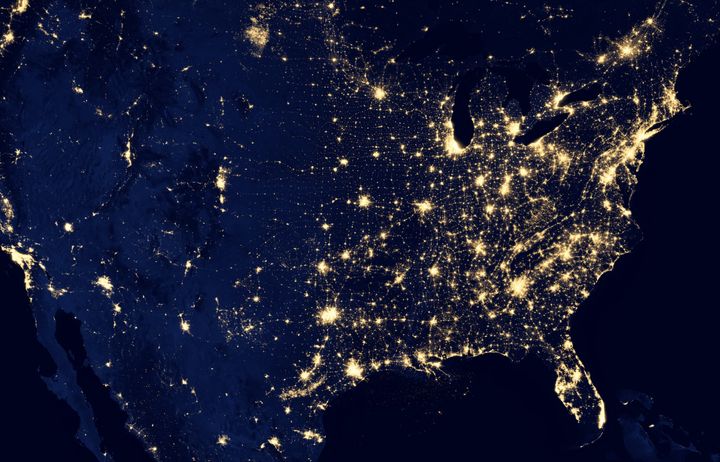satellite image from nasa of lights on the earth