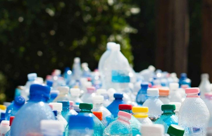 An array of plastic bottles