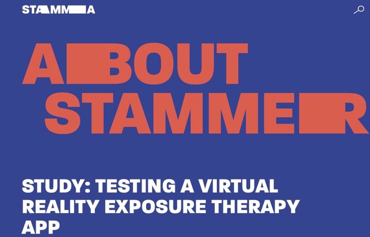 Screenshot of advert for VR exposure for people who stammer showing STAMMA placeholder