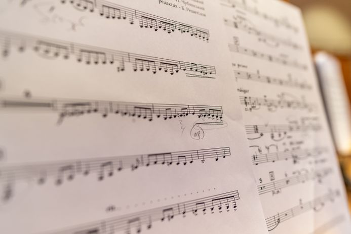 close up of sheet music