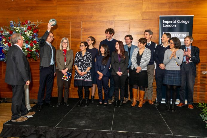 The MRC Centre for Global Infectious Disease Analysis Team receive their FoM 25th Anniversary Staff Award for Outstanding Achievement through Collaborative Research