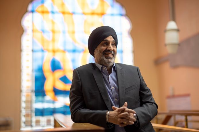 Man standing in Sikh temple