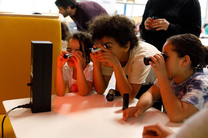 Children taking part in a family workshop at The Invention Rooms