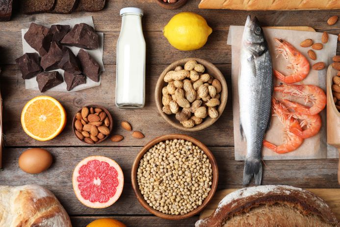 A picture of a range of foods on a table