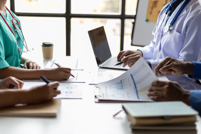 A picture of a medical staff meeting